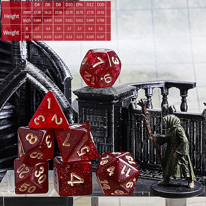 CiaraQ DND dice Set 10x7 Polyhedral Dice (70 pcs) for Dungeons and Dragons RPG MTG Role Playing Table Games with 1 Drawstring Bag