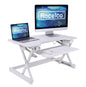 Rocelco 32" Height Adjustable Standing Desk Converter - Sit Stand Computer Workstation Riser - Dual Monitor Retractable Keyboard Tray Gas Spring Assist - Black (R EADRB2)
