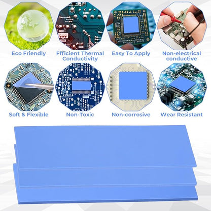 30 Pcs 2.6 * 0.8 Inches Silicone Thermal Pad Reusable CPU Thermal Pad Heat Resistant Conductive Silicone Pads Non Conductive Heat Resistance Cover for Laptop Heatsink CPU GPU LED Cooler