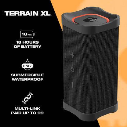 Lifeworks Skullcandy Terrain XL Wireless Bluetooth Speaker - IPX7 Waterproof Portable Speaker, 18 Hour Battery, Nylon Wrist Wrap, True Wireless Stereo (Black)