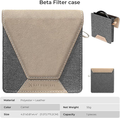 K&F Concept Lens Filter Case 4 Pocket, Leather Carrying Filters Bag Pouch for Square ND CPL etc Filters up to 100x100mm, Designed NANO-X Series Square Bracket 100mm