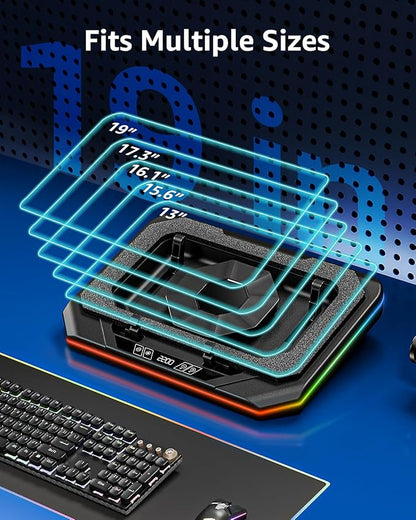 MOUNTUP RGB Laptop Cooling Pad for 13-19 Inch, Max 3500RPM Gaming Laptop Cooler, Cooling Pad Stand with Touch Switch to Control Speed, Laptop Fan Cooling Pad with Powerful 4.72 Inch Turbo Fan