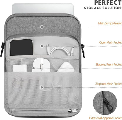 MoKo 12.9 Inch Tablet Sleeve Bag Carrying Case with Pockets Fits iPad Pro 12.9 M2 2022/2021/2020, Surface Laptop Go 12.4", Galaxy Tab S8+/S9+ 12.4" 2022/2023, Light Gray