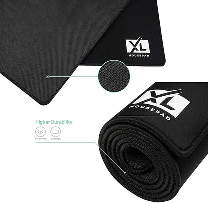 2XL Huge Extra Large Gaming Mousepad for Full Desk - Super Thick Nonslip Rubber Base and Waterproof Desktop Keyboard Extended Mouse Mat (Black, 2XL (36''x18''))