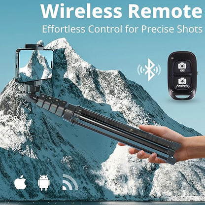 UBeesize 62" Phone Tripod & Selfie Stick, Camera Tripods Stand with Wireless Remote and Phone Holder,Compatible with iPhone Android Phone, Perfect for Selfies/Video Recording/Live Streaming Black