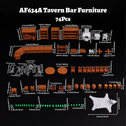 Tavern Bar Furniture RPG Terrain Set for Tabletop Role Playing Games