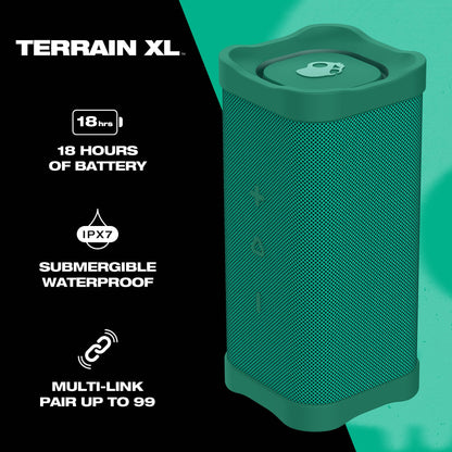 Lifeworks Skullcandy Terrain XL Wireless Bluetooth Speaker - IPX7 Waterproof Portable Speaker, 18 Hour Battery, Nylon Wrist Wrap, True Wireless Stereo (Green)