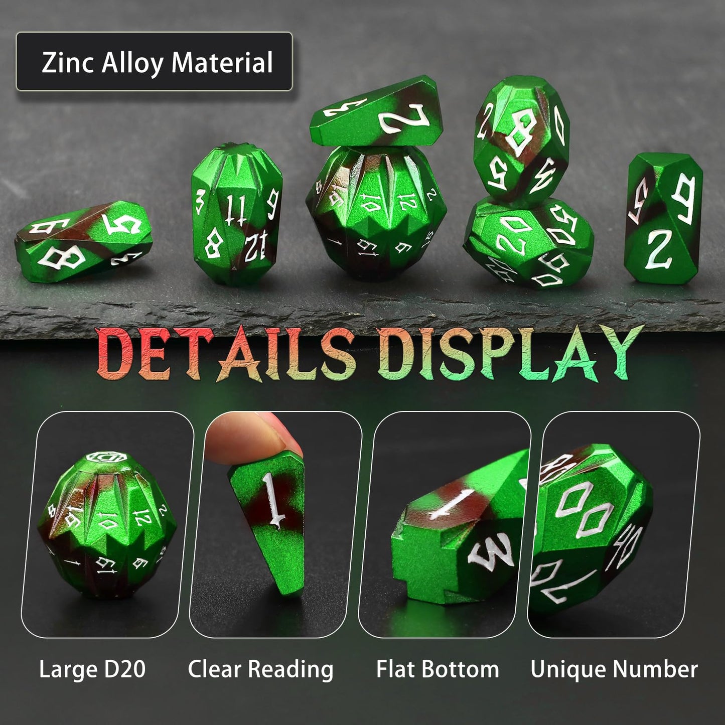 FONVGOGO Metal DND Dice Set for Dungeons and Dragon Dice Collector Gift RPG