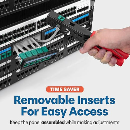 Everest 24 Port Keystone Patch Panel (1-Pack) - Removable 6-Port Panels - Use with Slim Profile Keystones ONLY (Wider Jacks May not fit Side by Side) - with Adjustable Rear Cable Management Bar