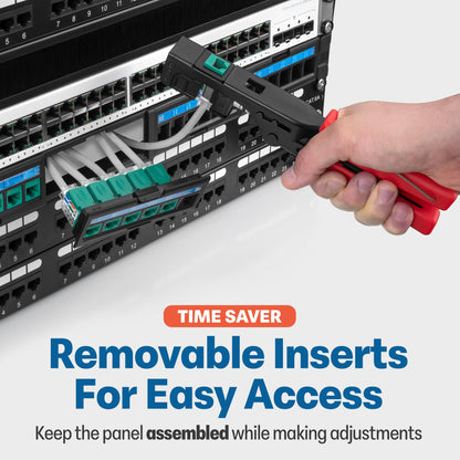 Everest 24 Port Keystone Patch Panel (4-Pack) - Removable 6-Port Panels - Use with Slim Profile Keystones ONLY (Wider Jacks May not fit Side by Side) - with Adjustable Rear Cable Management Bar