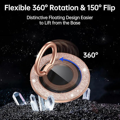 Syncwire Magnetic Phone Grip for MagSafe, Magnetic Sparkle Phone Ring Holder, Rotatable Kickstand Cell Phone Stand Removable MagSafe Accessories for iPhone 15 Pro Max 14 13 12,Android- Rose Gold