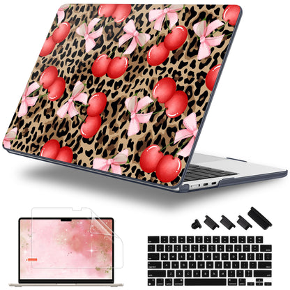 Lepeoac Case for 2026/2025/2024/2023 MacBook Air 15-inch Laptop Release M5 A3448 /M4 A3241 /M3 A3114 /M2 A2941, Stylish Protective Hard Shell Cover for MacBook Air 15.3 inch, Leopard Cherry