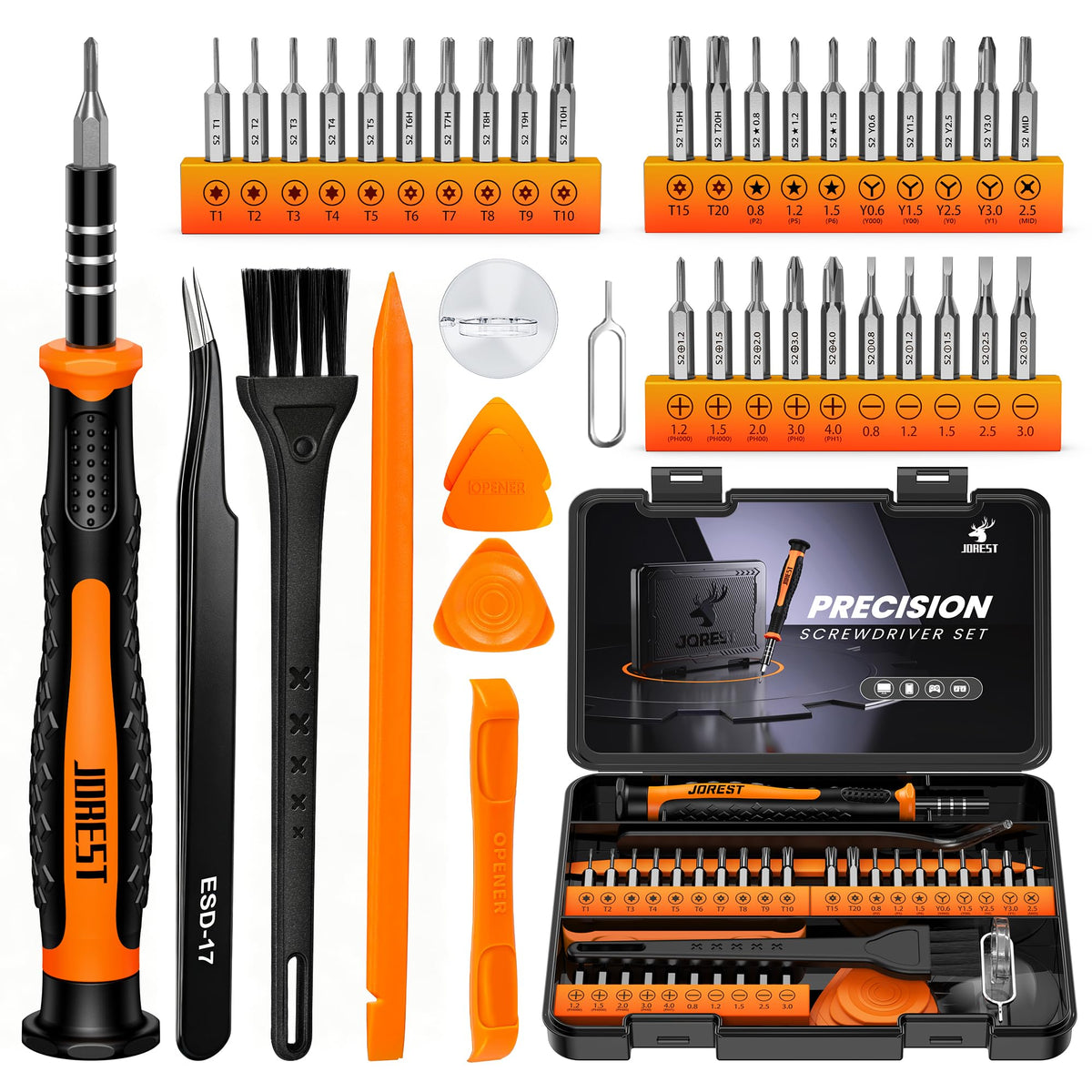 JOREST 40Pcs Precision Screwdriver Set,Small Screwdriver with Torx T5 T6 T8