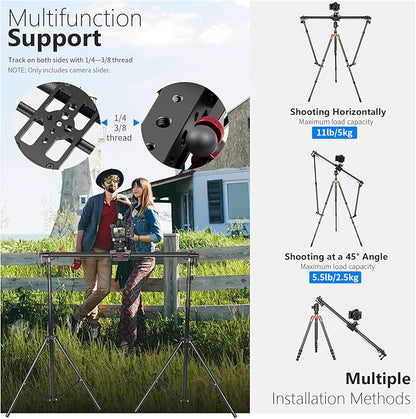 NEEWER 39.4”/100cm Motorized Camera Slider, App Wireless Control Carbon Fiber Dolly Rail Slider, Support Video Mode, Time Lapse Photography, Horizontal, Tracking and 120° Panoramic Shooting (ER1-100)