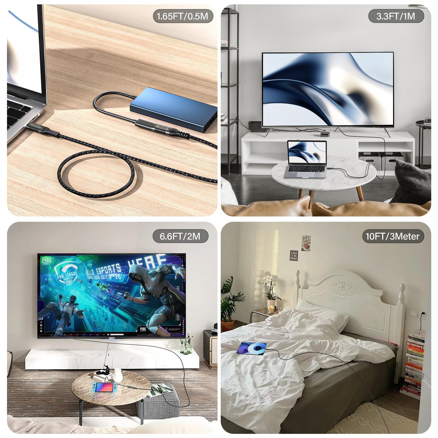 HOTUTUKI USB-C Extension Cable 16.5ft/5M, Male to Female Extender, Braided Data Cord, 100W PD Fast Charging, 20 Gbps