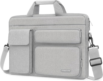 MOSISO Laptop Shoulder Bag, Computer Bag with 2 Raised&1 Flapover&1 Horizontal Pocket&Handle&Belt