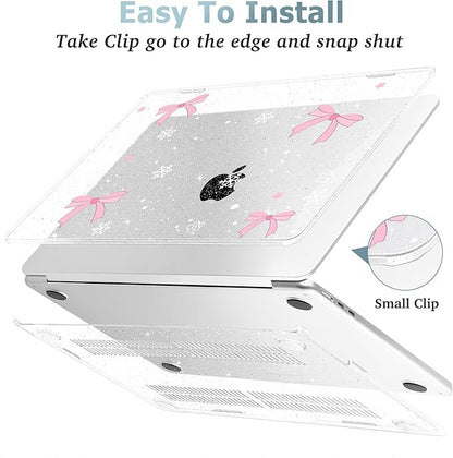 May Chen for MacBook Air 13.6 inch Case A3240 M4 A3113 M3 A2681 M2 with Retina Dispaly, 2025 2024 2023 2022 Release, Plastic Hard Shell Case with Screen Protector & Keyboard Cover, Snowflake Bow