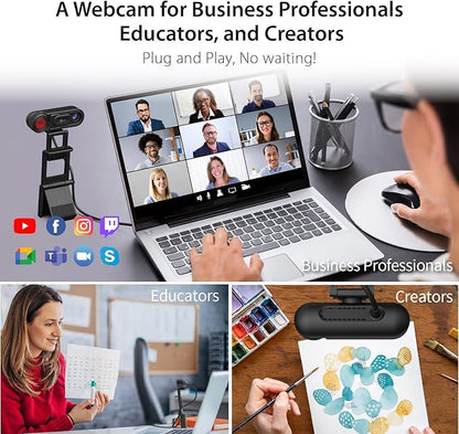 j5create 1080P Dual Mode Webcam and Document Camera with Auto & Manual Focus, Magnetic Privacy Cover for PC, Laptops | for Live Streaming, Video Calls, Online Meetings, Online Classes (JVU250)