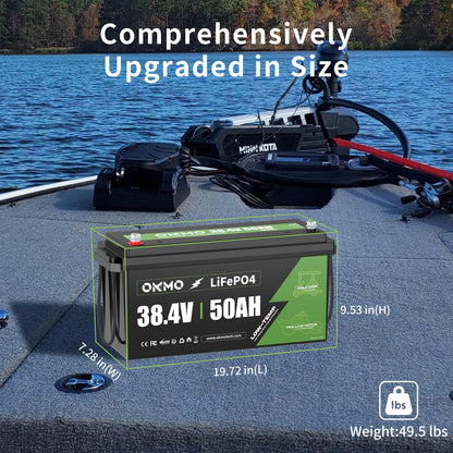 36V 50Ah LiFePO4 Lithium Battery for Trolling Motor Low-Temp Protection Built in 100A BMS Deep Cycle Lithium Battery