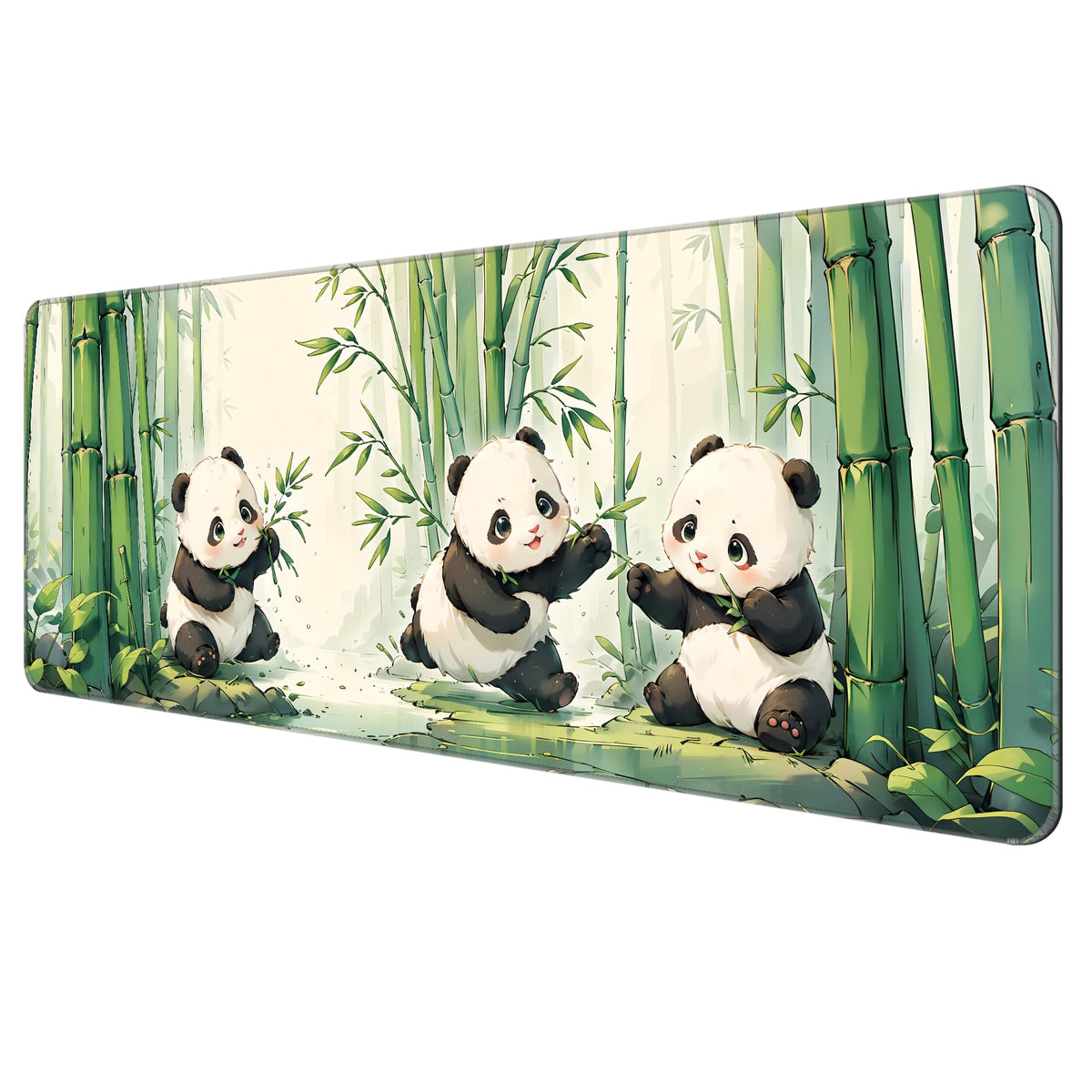 Dynippy Large Thin Mouse Pad with Stitched Edges, Black White Marble