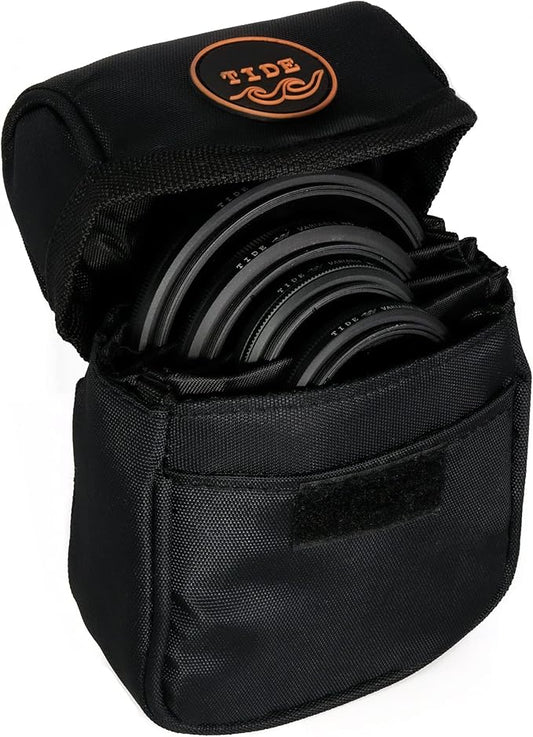 Tide Optics Lens Filter Pouch | Holds 5 Filters Up to 86mm | Water & Dust Resistant Durable Protective Case with Removable Inner Lining