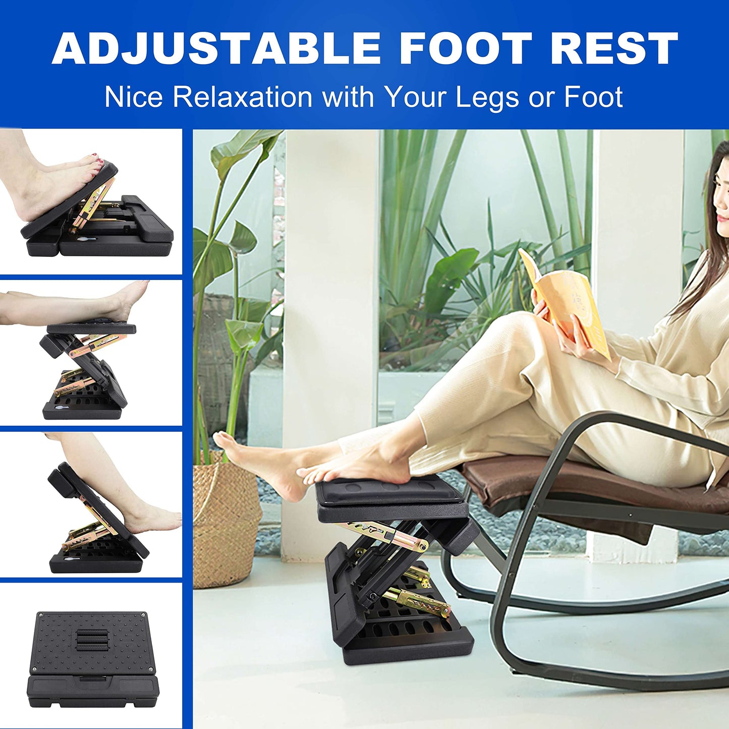 Kalnweis Ergonomic Under Desk Footrest & Leg Rest Stool with Massage Roller