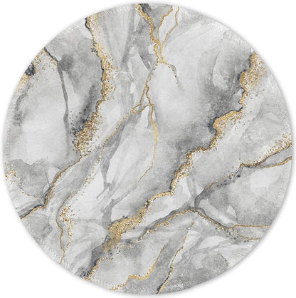 ITNRSIIET Round Mouse Pad with Stitched Edge Premium-Textured Waterproof Non-Slip Rubber Base Desktop Protection Mat Diameter 8.7 inches, Gray Marbling