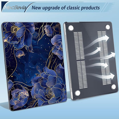 Compatible with MacBook Air 13.6 inch Case, M4 A3240/M3 A3113/M2 A2681 (Released 2025 to 2022), Hard Shell, Keyboard Cover, Screen Protector, Webcam Cover & Type-C Adapter, Starry Flower