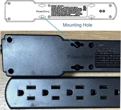 6-Outlet Surge Protector – 250 Joules, 6ft Cord, 15A/125V, 1875W Max – Right Angle Plug, Black – Home, Office, & Electronics Protection