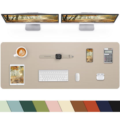 Leather Desk Pad Protector, Office Mat, Large Mouse Pad, Non-Slip Blotter, Laptop Pad, Waterproof Writing Pad for Office & Home (Grey Blue, 40" x 17")