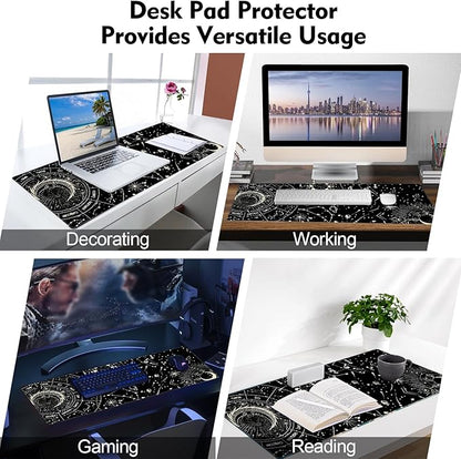 Galdas Gaming Mouse Pad XXL XL Large Long Extended Big Mousepad Non-Slip Rubber Keyboard Desk Pad with Stitched Edges for Laptop Home Office (31.5x11.8x0.08 Inch) … (Black Moon)