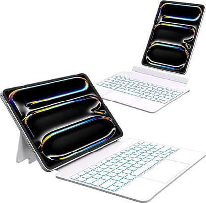 iPad Pro 13 Inch Case 2024 with Keyboard, Magnetic Detachable Keyboard Case for iPad Pro 13 Inch (M4, 2024) with 7 Colors Backlight, Multi-Touch Trackpad, Portrait/Landscape Mode (White)
