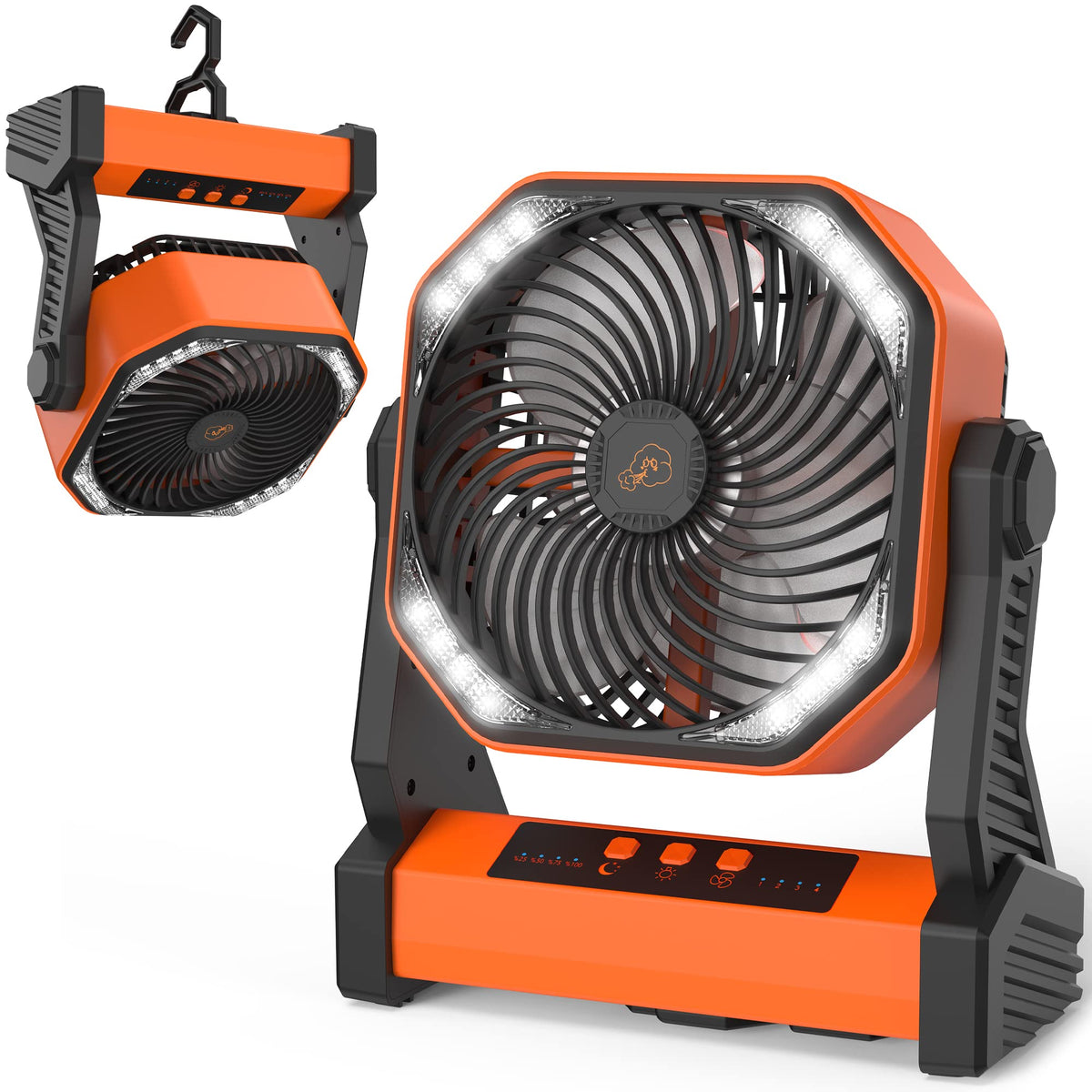 40000mAh Battery Powered Fan, Rechargeable Oscillating Floor Fan with Remote, 136H Cooling Camping Essentials for RV Garage, Fathers Day Gift for Men Dad Blue Collar Worker, Co-Branded with AMACOOL
