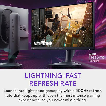 Alienware AW2524HF Gaming Monitor - 24.5-inch (1920x1080) 500Hz (Overclock) 0.5ms Display, Height/Tilt/Swivel/Pivot Adjustability, 3yr Advanced Exchange-Black