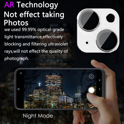 SHANG PIN JIA 2 Pack Camera Lens Protector for iPhone 14/14 Plus,[Not Easy to Breakn ] AR Tempered Glass Strong Adsorption Metal Camera Cover Screen-Silvery