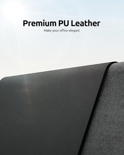 YSAGi Leather Desk Protector, Office Mat, Large Mouse Mat, Non-Slip PU Leather Blotter, Laptop Desk, Waterproof Writing Pad for Office and Home (Dark Grey, 23.6" x 13.8")