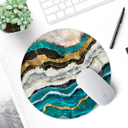 ITNRSIIET Round Mouse Pad with Stitched Edge Premium-Textured Waterproof Non-Slip Rubber Base Desktop Protection Mat Diameter 8.7 inches, Abstract Light Luxury