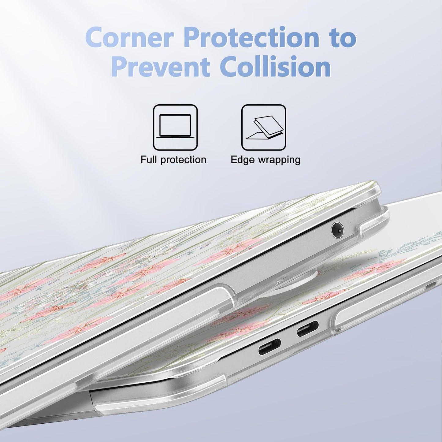 Lepeoac Case for MacBook Pro 13 inch Case M2 2022-2016 A2338 M1 A2251 A2289 A2159 A1989 A1708 A1706, Plastic Hard Shell + Keyboard Cover + Dust Plug, Floral C322