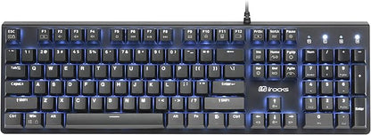 i-rocks K75M Illuminated Mechanical Keyboard, 104 Keys, with Cherry MX Switches, PBT Keycaps, Backlit LED Light and Shortcut Keys - Programmable Light & Macro Recorder (Cherry MX Brown Switch, Black)