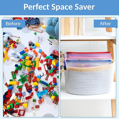 Sooez 24 Pack Super Large Mesh Zipper Pouch Bags, B4 (15.6×11.2 in) Pencil Pouch Bulk with Label Pocket, Waterproof Organizers for Board Game Storage, File Bags for School, Travel & Office, 12 Colors