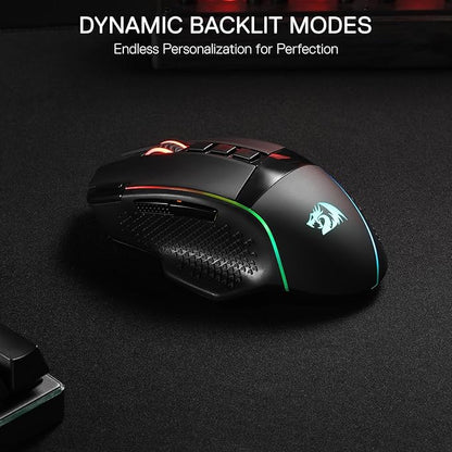 Redragon M991 Wireless Gaming Mouse, 26000 DPI 3-Mode Gamer Mice w/Rapid Fire Key, 9 Macro Buttons, Powerful Capacity and RGB Backlight for PC/Mac/Laptop, Black