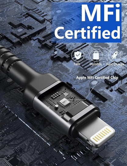 iPhone Charger Cable 2Pack 6FT, Nylon Braided Lightning Cable, [Apple MFi Certified] Fast Charging iPhone Charger Cord Compatible with iPhone 14 13 12 11 Pro Max XR XS X 8 7 6 Plus iPad and More