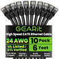GEARit Cat 6 Ethernet Cable Pack - 10-Pack 6 ft Cat6 Ethernet Patch Cables | RJ45 Network Patch Cable, 10 Gbps Snagless Gold-Plated Connectors - Ethernet Cable Cat 6 for PC, TV, Router - Black