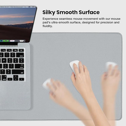 ALOANES Waterproof Mouse Pad with Durable Stitched Edge, Large Gaming Keyboard Pad, Non-Slip Rubber Base Mouse Mat, Extended Desk pad for Gamer, Office & Home, Gray Mousepad 31.5''x 15.7''x 0.12''