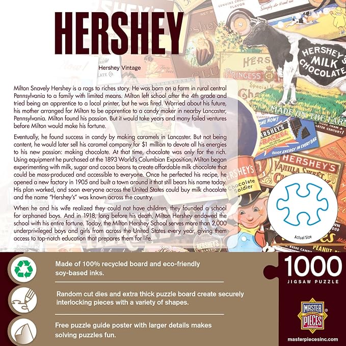 Baby Fanatics MasterPieces 1000 Piece Jigsaw Puzzle for Adults, Family, Or Kids - Hershey Vintage - 19.25"x26.75"