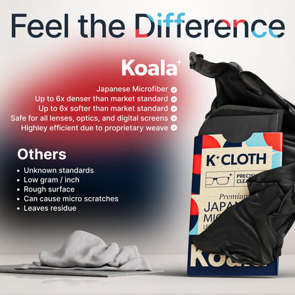 Koala Lens Cleaning Cloth | Japanese Microfiber | Black & Green (Pack of 6)