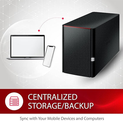 BUFFALO LinkStation SoHo 220 2-Bay Personal Cloud Office NAS 12TB (2x6TB) with Hard Drives Included