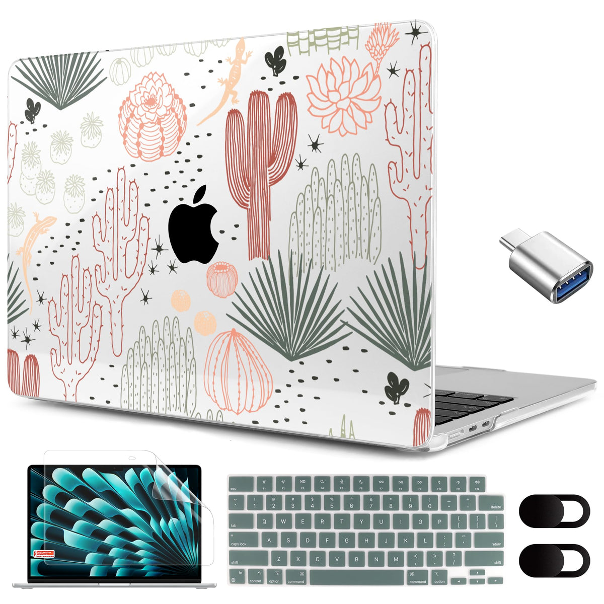 MEEgoodo for M5/M4/M3/M2 MacBook Air 15 inch Case 2026 2025 2024 2023, Case Fit Model (A3448/A3241/A3114/A2941) for MacBook Air 15.3 inch, Gold Flowers Lilies