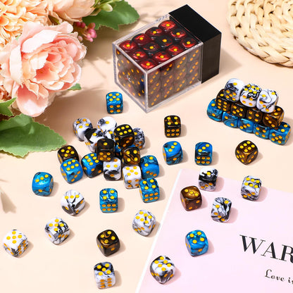 Foilswirl 144 Pcs 12mm 6 Sided Mini Dice Set for School Classroom Table Games D6 Game Standard Dice with Portable Plastic Box for Teaching Math Learning (Classic Color)