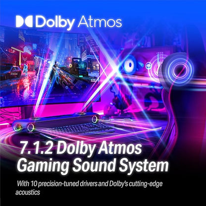 OXS Thunder Pro+ Gaming Soundbar with Wireless Satellite Neck Speaker, 7.1.2 Dolby Atmos Surround Sound System, Built-in Woofer, App Customization, RGB Effects, 3 Pro Gamer Modes, Sleek Toggle Design